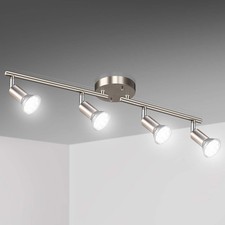 Led 4 Light Track Kit Matt Nickel 4way Ceiling Spot Lights Flexibly Rotatable He