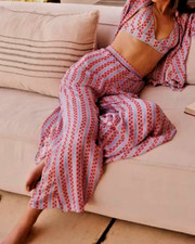 EVARAE Aprilla Crepe de Chine Pant in Prism Geo UK 12/14/16 - Tag