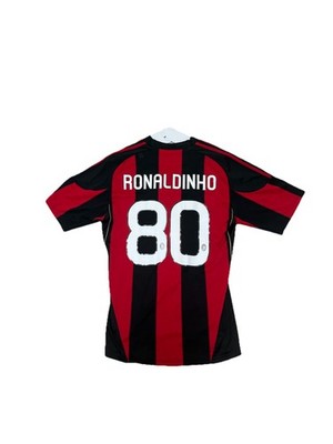 Large AC Milan Ronaldinho #80 Men's Officially Licensed Red Black