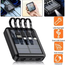 Solar Power Bank External Battery Pack with Bright LED Flashlight for Cell Phone