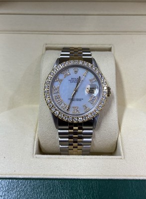 16233  Rolex Date-Just 36mm Two-Tone  Watch Diamond Dial & Bezel Jubilee Band