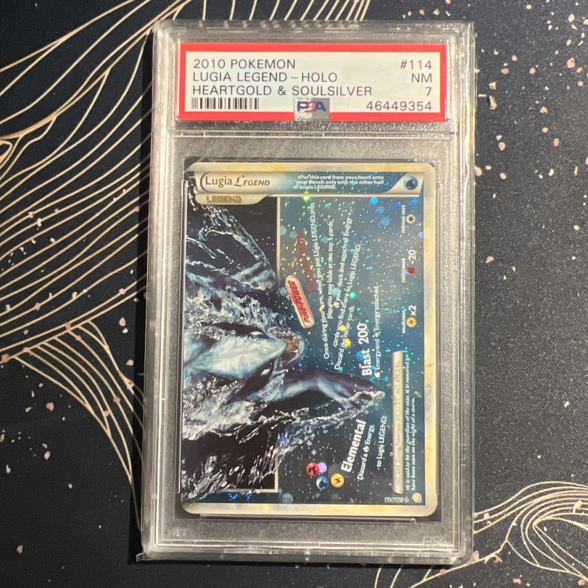 2010 POKMON HEARTGOLD & SOULSILVER 114 LUGIA LEGEND-HOLO-BOTTOM-PSA 7