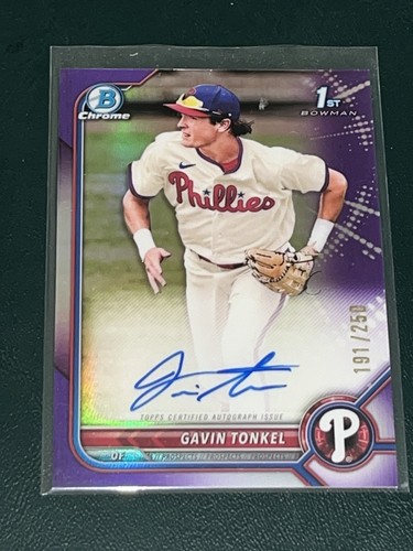 2022 Bowman Chrome Gavin Tonkel Purple /250 Autograph - Bild 3 von 4