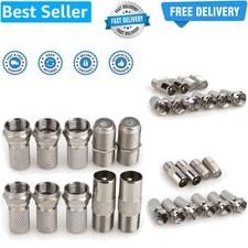 F Plug Connectors Waterproof Micro Screw/Twist On Aerial Coaxial Cable RG6 fo...