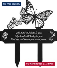 Memorial Grave Markers for Dad Mom,Butterfly Metal Grave Decorations for Cemeter