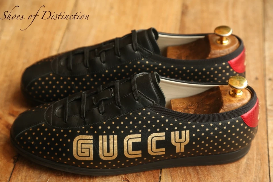 Chaussures baskets Gucci Ace en cuir noir Guccy Star hommes UK 9 US 10 EU 43 - Photo 3/4