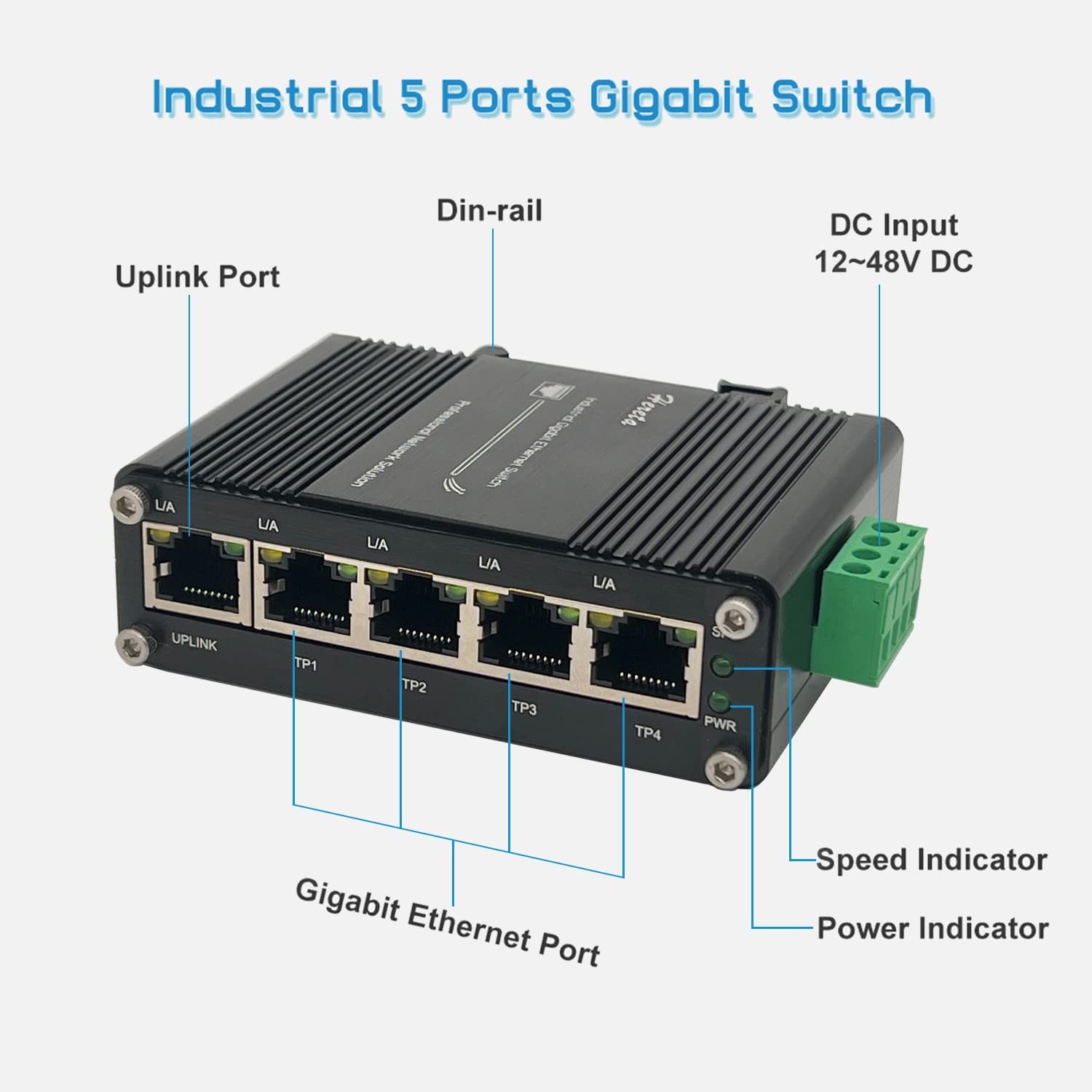 Hardened Industrial Gigabit Ethernet Switch 5-Port Mini Industrial Switch 10/...