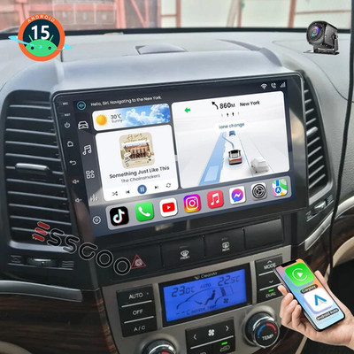 Upgrade Android 15 Carplay For Hyundai Santa Fe 2 2006-2012 Car Stereo Radio GPS