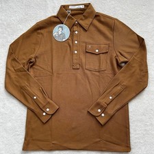 Criquet Pima Cotton Polo Shirt Mens Small Longsleeve Preppy Logo 4 Button Pocket