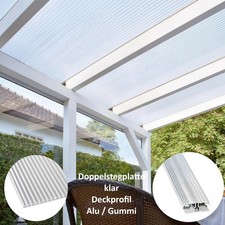Terrassendach - Terrassenüberdachung - klar - 16mm - Stegplatten - Alu / Gummi