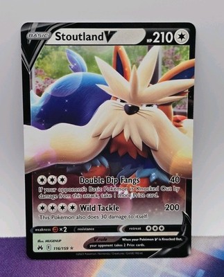 Stoutland V 116/159 Holo V Rare Crown Zenith Pokemon TCG 