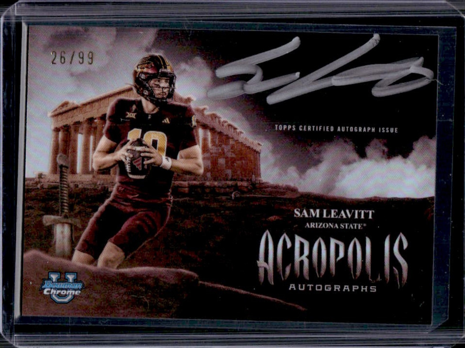 2025 Bowman Chrome University Sam Leavitt Acropolis Auto #/99 Sun Devils