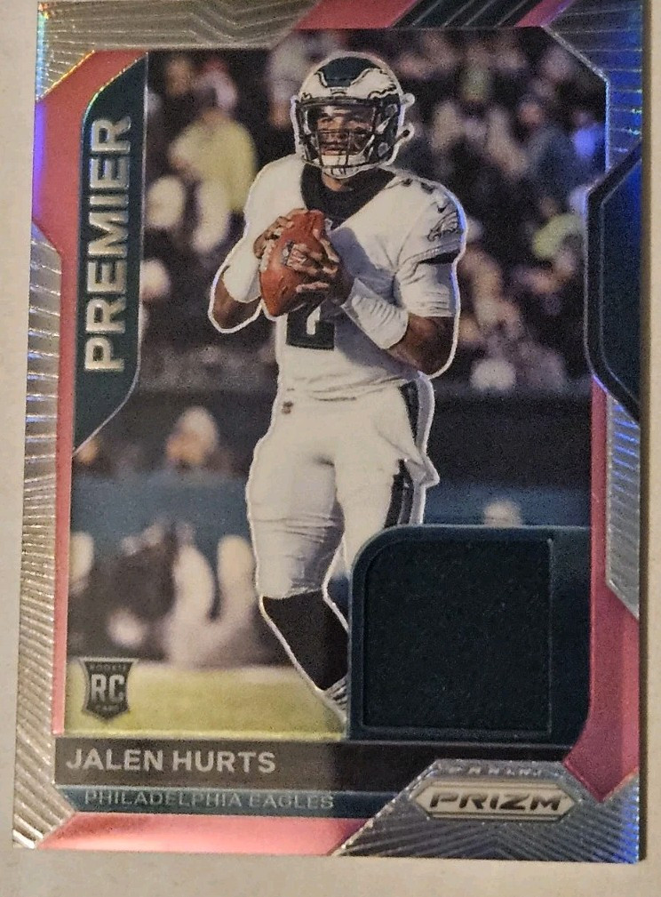 2020 Panini Prizm - Premier Jerseys Pink Prizm #12 Jalen Hurts (MEM, RC)