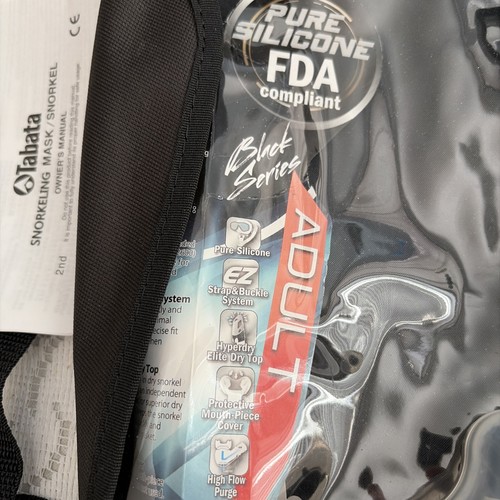 Tabata Pro Black Series TUSA Visio Tri-Ex Adult Snorkel Only W/ Bag NWOT No Mask - Picture 8 of 11