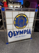 Rare Advertising Olympia Beer Stained Glass Window Sign Its The Water