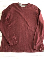 Eddie Bauer Sweater Mens Large Red Waffle Knit Thermal Crewneck Pullover Casual