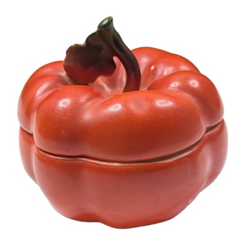 Antigua caja de baratijas de tomate/pimienta de porcelana Royal Bayreuth de la década de 1910 coleccionable - Imagen 1 de 9