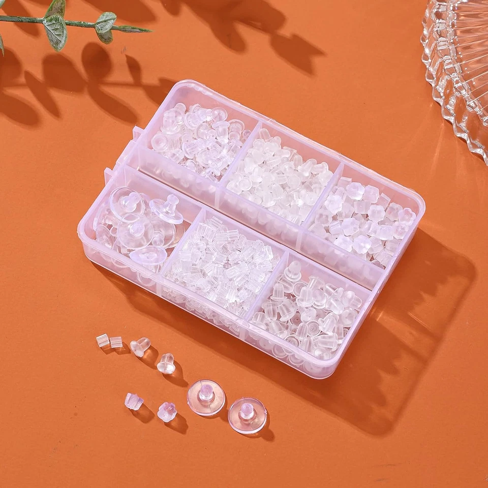 6 Estilos Respaldos de Pendientes de Silicona para Tachuelas, 600 Piezas Respaldos de Pendiente Suave Transparente H Foto 3 de 4