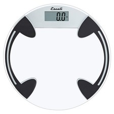 Escali Digital Glass Bathroom Scale, 400 lb Capacity, Round Platform, Batteries