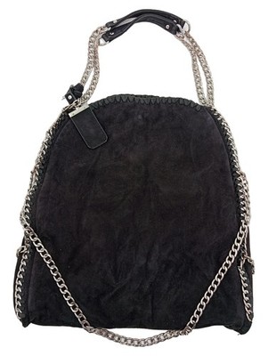 Steve Madden Damen Umhängetasche Schwarz Wildleder Kettenbesatz Groß