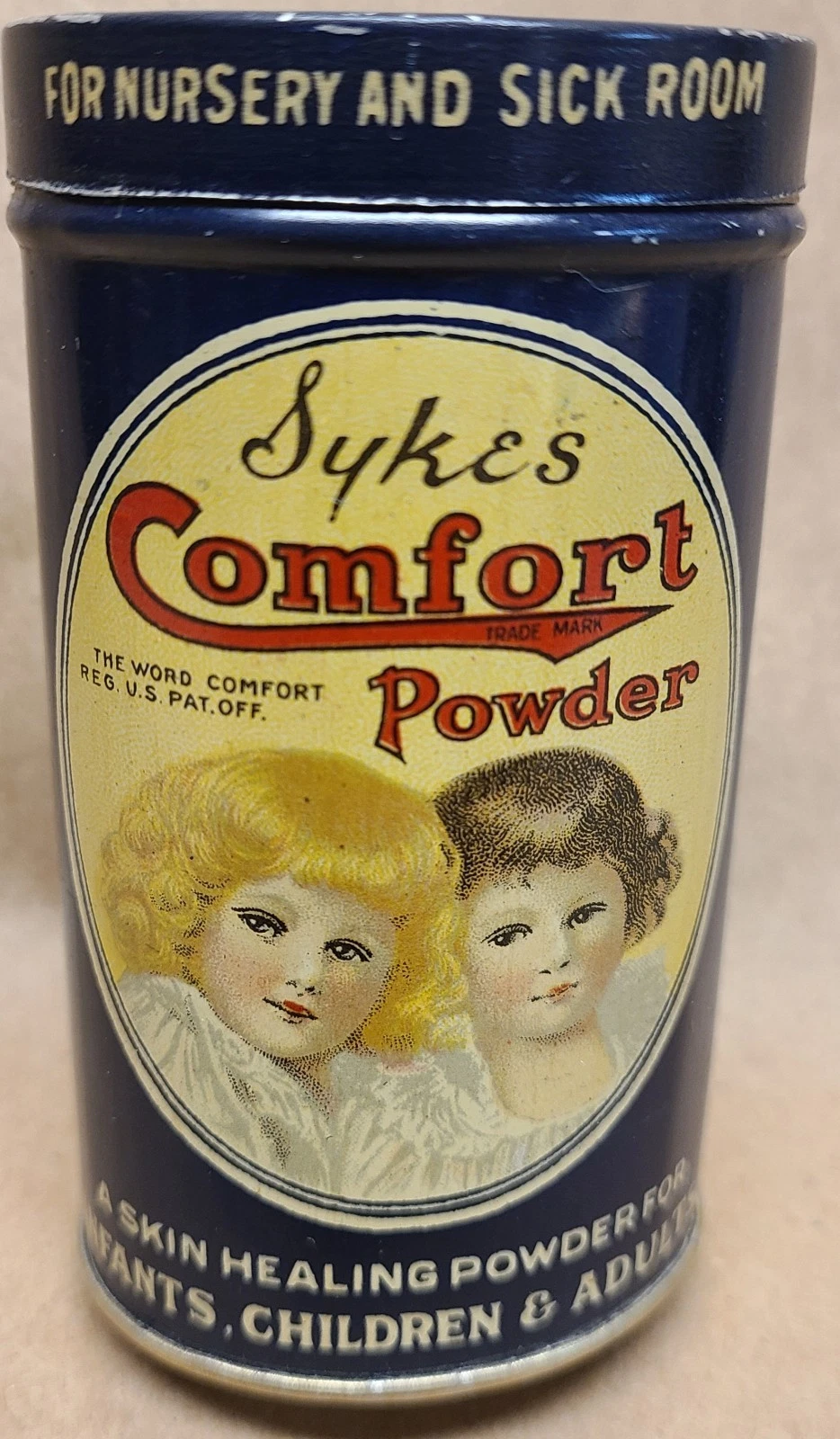 Sykes Comfort Powder Baby Talcum Tin Near Mint Original Rare Antique