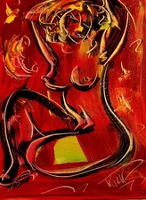 NUDE    IMPRESSIONIST  ORIGINAL OIL  PAINTING - ABSTRACT ART FY87E