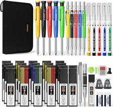 49 Pack Carpenter Pencil Set with Sharpener, Carpenter Pencils with Deep Hole Lo