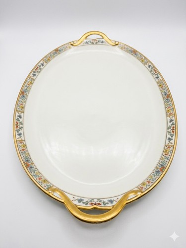 Antique GDA Chas Field Haviland Limoges 16.5" Large Turkey Platter Floral Gold
