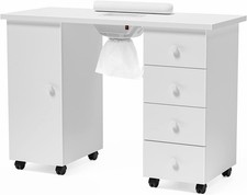 Nail Table for Technician Manicures Desk with Dust Collector Fan and 4 Drawers