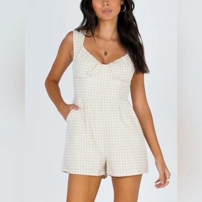 Princess Polly Romper Babydoll Gingham Cottagecore Size 2 Coquette Cottage