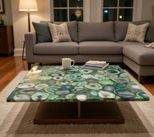 Tavolo Console In Agata Verde Di Lusso – Tavolo In Pietra Naturale Fatto A Mano