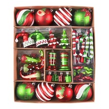 Valery Madelyn Christmas Ball Ornaments Set, 80ct Elf Red Green White Shatter...