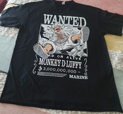 One Piece Monkey D. Luffy Graphic Print Black Cotton Men's T-Shirt Size L