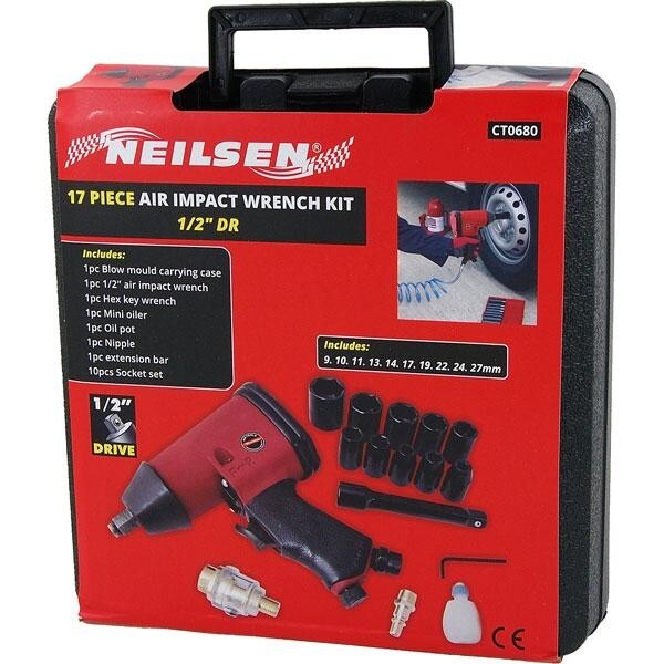 Pro 17 Piece 1/2" inch Drive Air Impact Wrench Tool Compressor Socket Set 0680