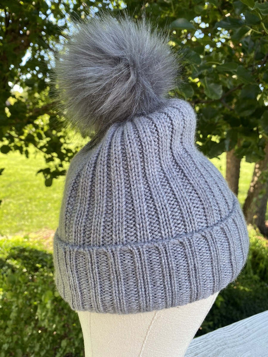 Calvin Klein Taupe Ribbed Beanie with Pom-Pom Calvin Klein Ribbed Pom Pom Beanie Hat Heather Grey Stocking  main image 2