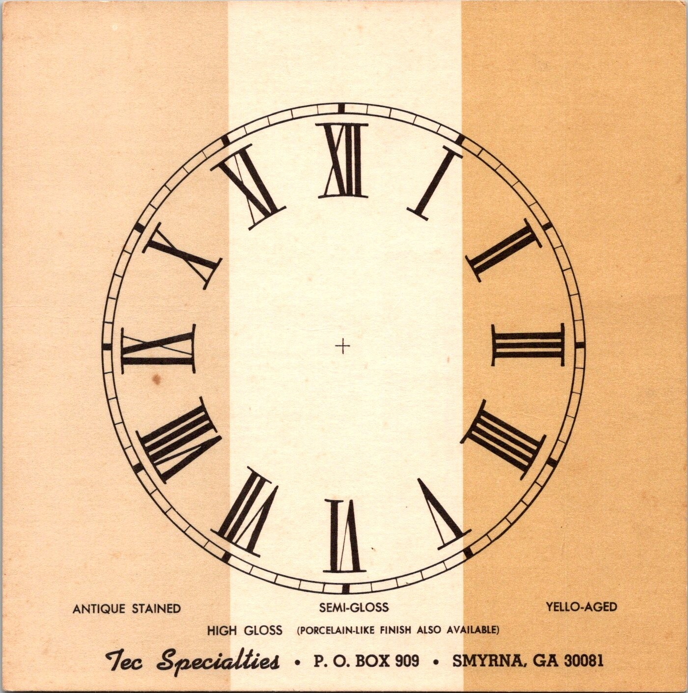 Vintage TEC Specialties Clock Dial Face Roman Numeral COLOR CHART Craft Ephemera