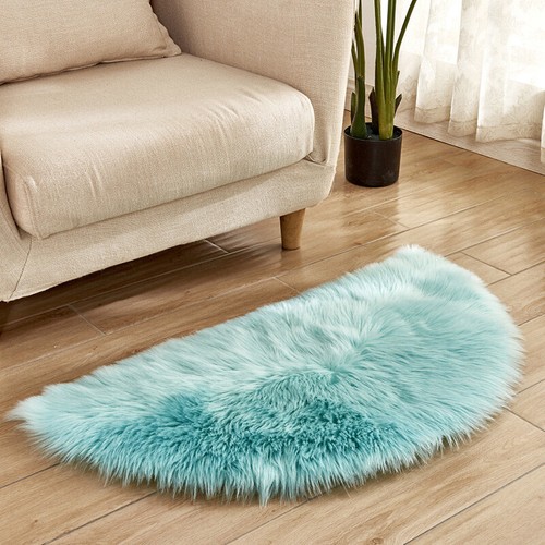 Half Round Fluffy Carpet Artificial Wool Warm Blanket Mat Shaggy Rugs Soft Decor - Picture 5 of 20
