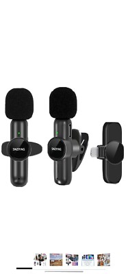 2X Kabelloses Lavalier Mikrofon für Handy Android iPhone Vlog Live Stream Mic