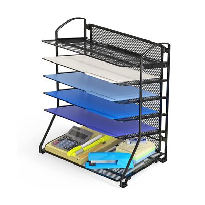 SimpleHouseware 6 Trays Desktop Document Letter Tray Organizer, Black 1 Pack