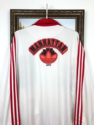 フロッグマン adidas限定NYC街並みアートトラックジャケットM 赤白 Adidas & Bill McMullen Track Top Jacket New York Manhattan Mens