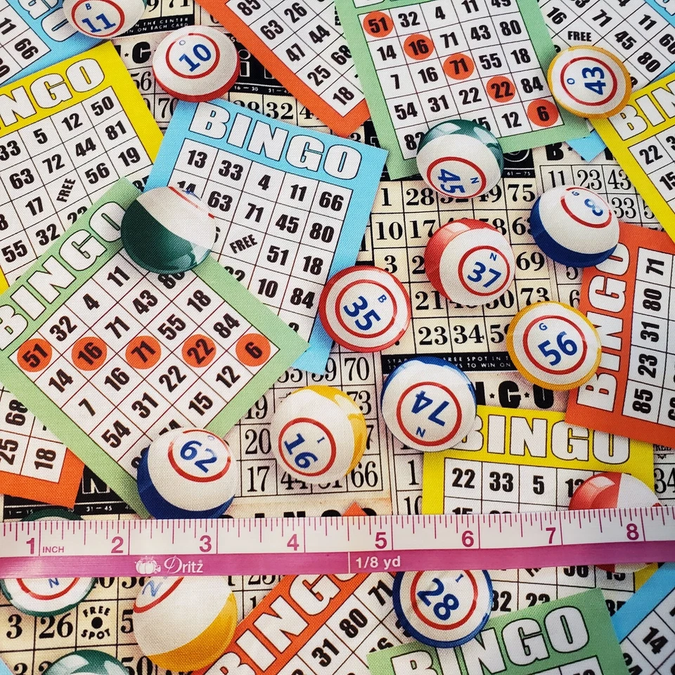 Bingo Fabric 100% Cotton Games FQ HY BTY Fat Quarter By the Yard - Image 2 of 3