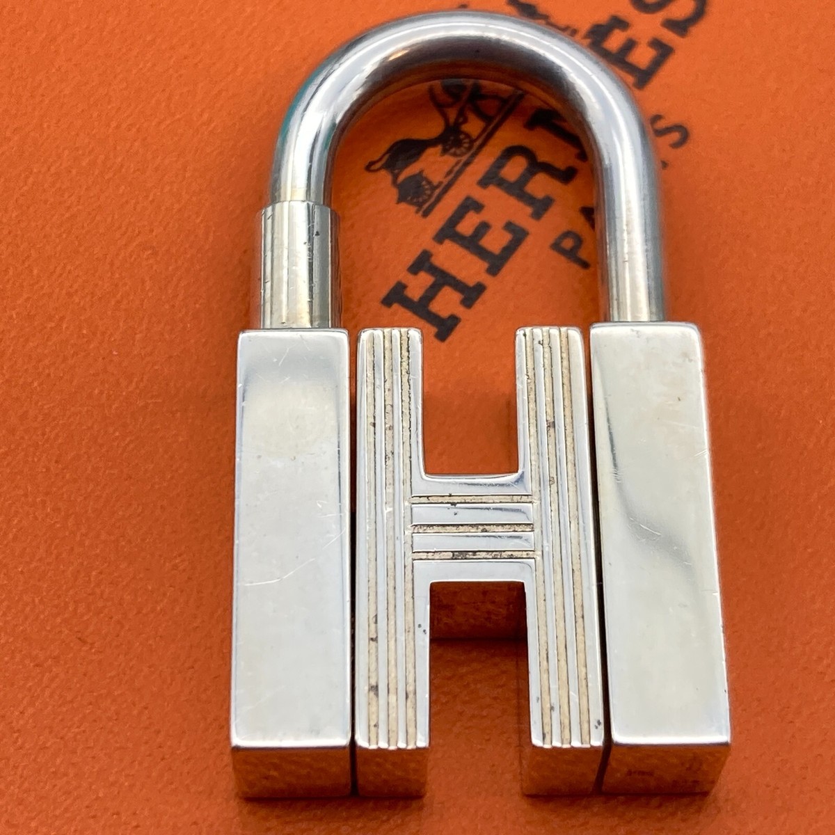 HERMES Cadena Padlock Classic H Silver Lock Bag 30.0g | eBay