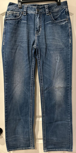 Rock And Roll Cowboy Jeans Mens 33x36 Blue Western Cowboy Double Barrel Straight - Picture 1 of 7