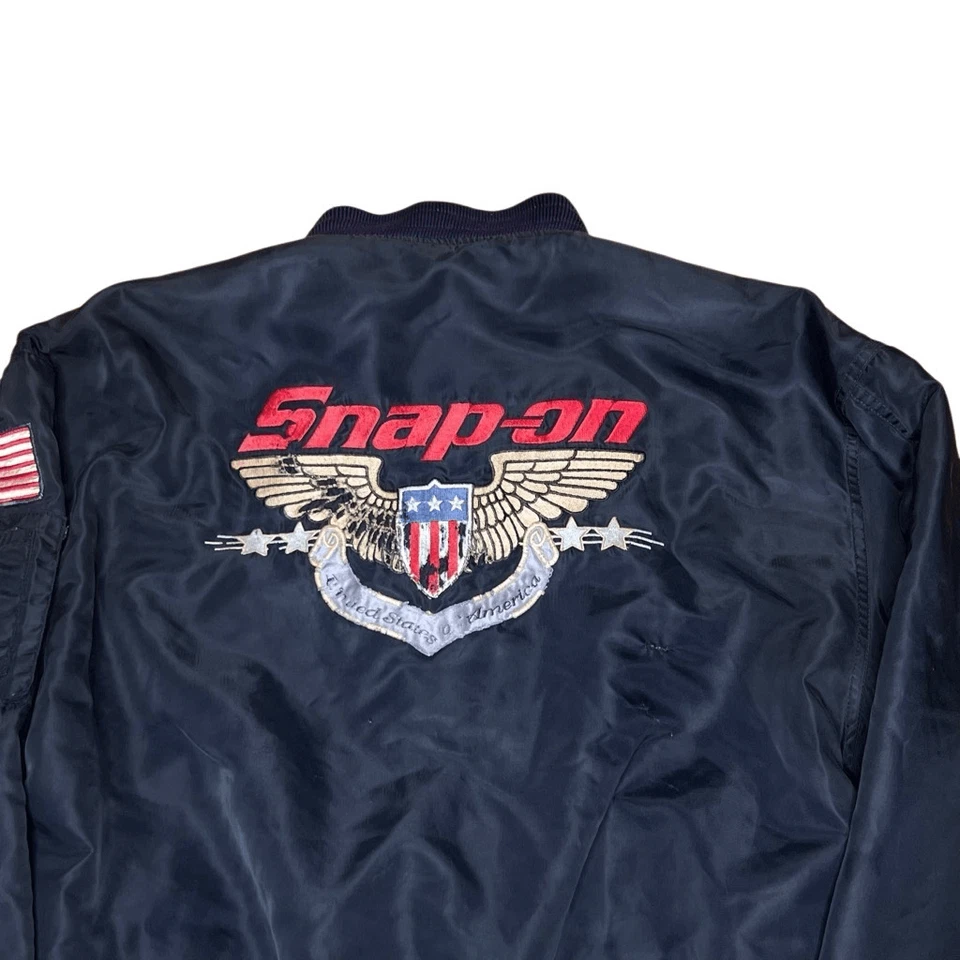 Vintage 80s Snap On Satin Bomber Jacket Large Made In Korea Large - Image 3 of 4