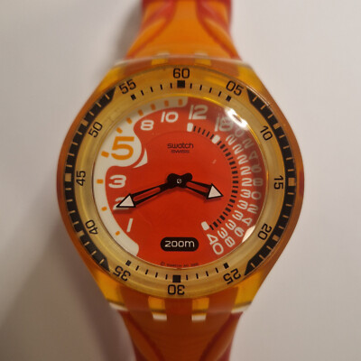 Swatch Uhr Fun Scuba RED FISH SUGK110 Tiefenmesser Diver Sub läuft