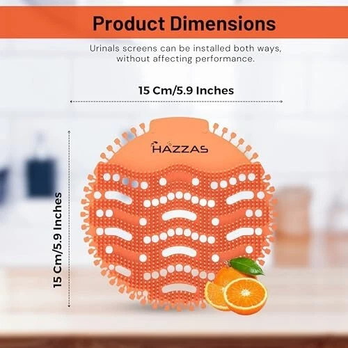 10-pack Hazzas Orange-Scented Urinal Screen Deodorizer Mats.  - Image 3 of 4