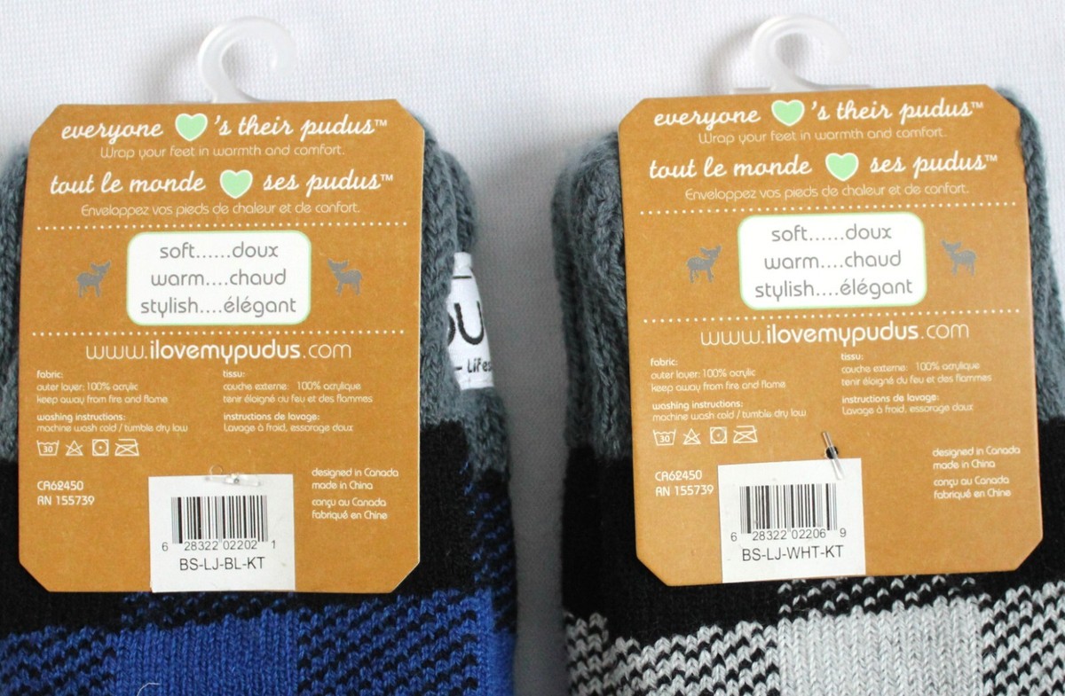 ma Pudus Kid's Tall Boot Socks Lot of 2 Lumberjack Blue & White