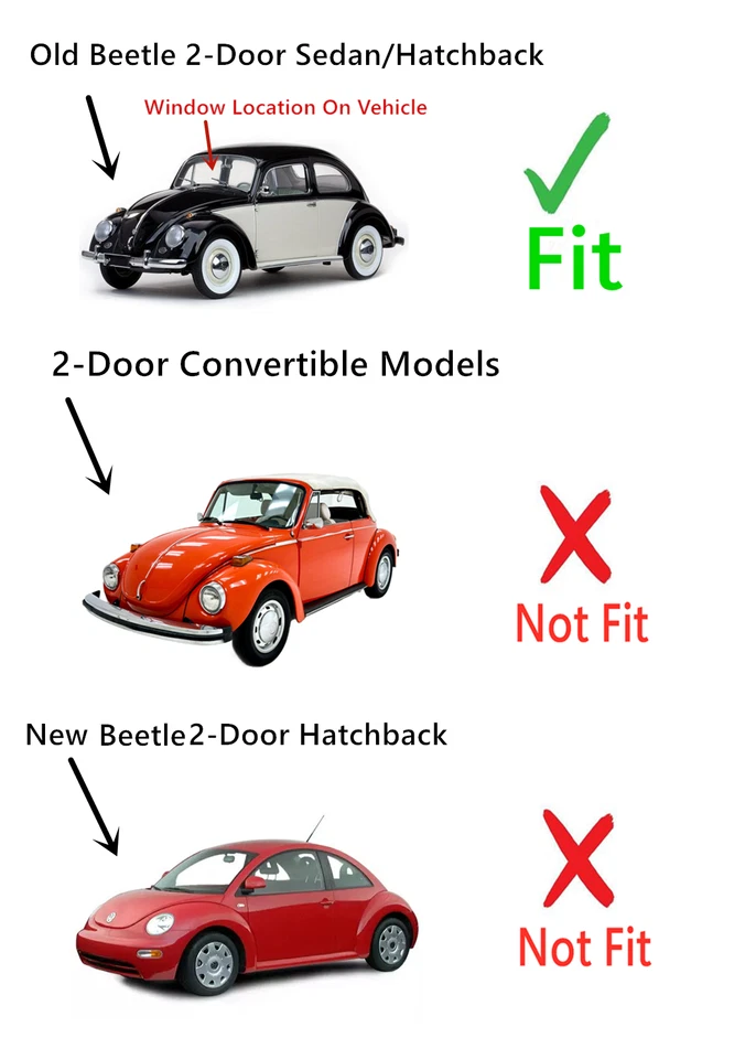 Fit 1965-2003 Volkswagen Old Beetle 2-Door Sedan Front Windshield Window Glass Foto 2 de 4