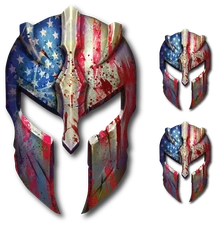 3x USA Molon Labe Spartan Helmet Decal American Flag Sticker 2nd Amendment Yeti