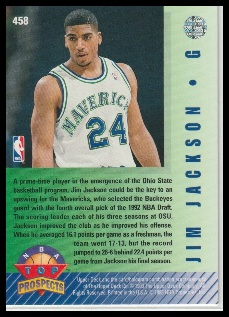 ジェイムスマッケンジー(額入り) 1992-93 Jim Jackson (RC) Upper Deck Basketball NBA Prospects